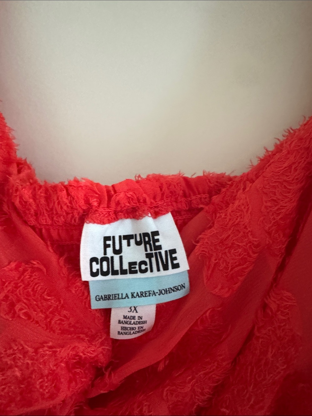 Coral/Red Puff Sleeve Textured Mini Dress - Picture 2 of 3